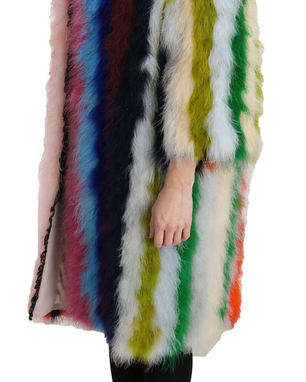 Dolce & Gabbana Multicolor Turkey Feather Cape Fur Coat