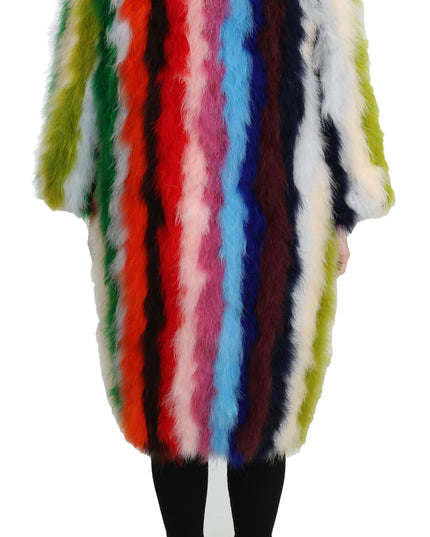 Dolce & Gabbana Multicolor Turkey Feather Cape Fur Coat