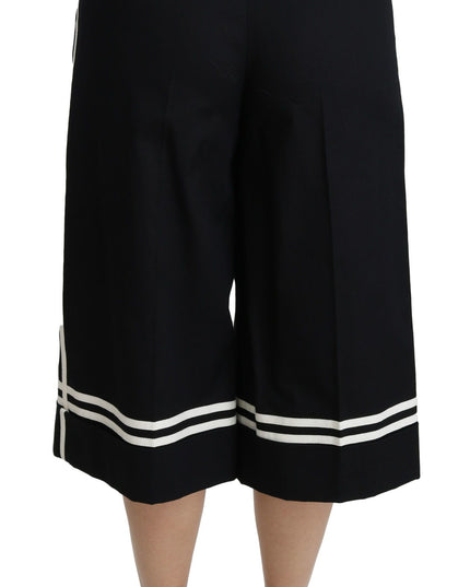 Dolce & Gabbana Black Lemon Embellished Palazzo Cropped Pants