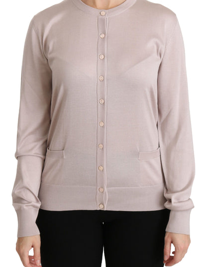 Dolce & Gabbana Silk Pink Long Sleeve Lace Top Sweater