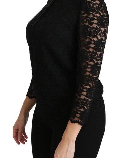 Dolce & Gabbana Black Lace Long Sleeve Nylon Blouse