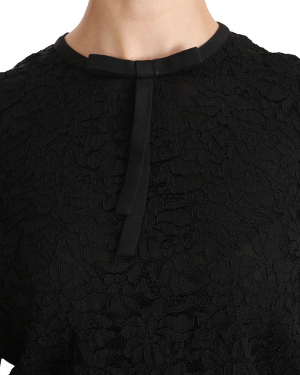 Dolce & Gabbana Black Lace Long Sleeve Nylon Blouse