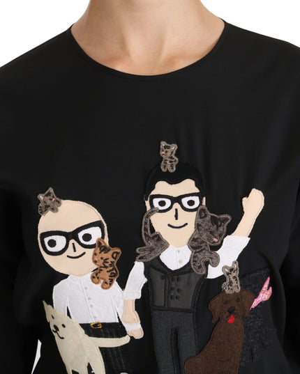 Dolce & Gabbana Black #dgfamily Top T-shirt Silk Blouse