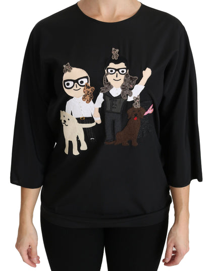 Dolce & Gabbana Black #dgfamily Top T-shirt Silk Blouse