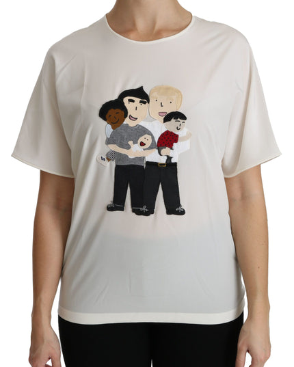 Dolce & Gabbana White #dgfamily Patch Short Sleeve Blouse Top