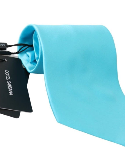 Dolce & Gabbana Light Blue Wide Mens Necktie Accessory 100% Silk Tie