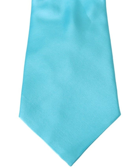 Dolce & Gabbana Light Blue Wide Mens Necktie Accessory 100% Silk Tie
