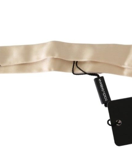 Dolce & Gabbana Beige Slim Skinny Men Necktie 100% Silk Bowtie