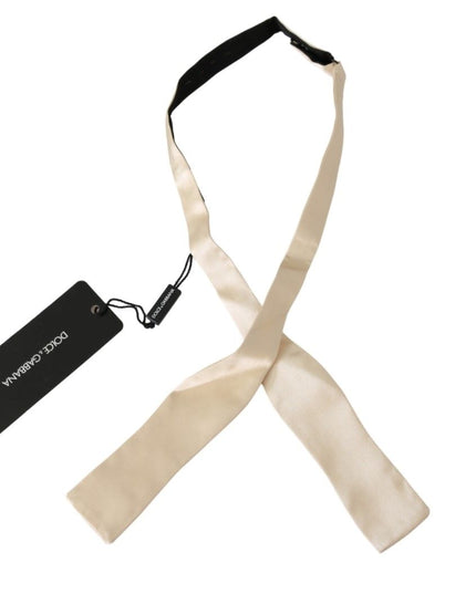 Dolce & Gabbana Beige Slim Skinny Men Necktie 100% Silk Bowtie
