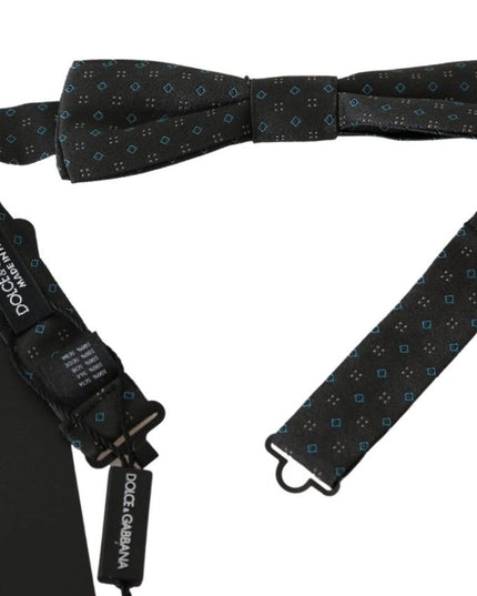 Dolce & Gabbana Gray Patterned Mens Necktie Papillon 100% Silk Bow Tie