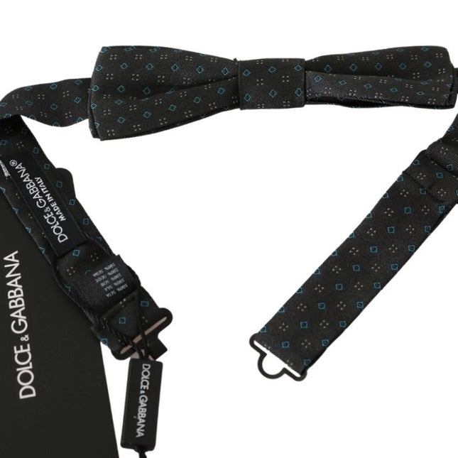 Dolce & Gabbana Gray Patterned Mens Necktie Papillon 100% Silk Bow Tie