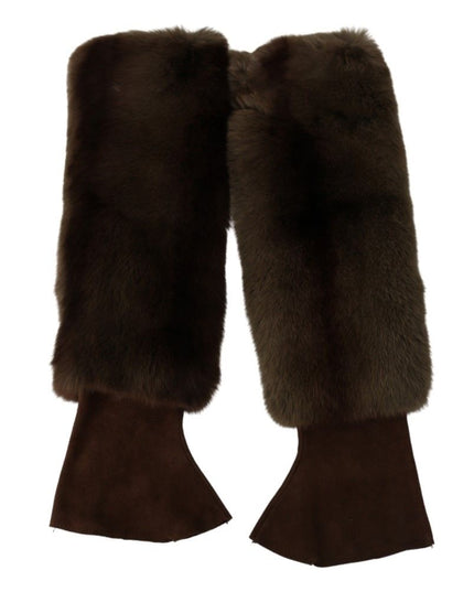 Dolce & Gabbana Brown Elbow Length Finger Less Fur Gloves