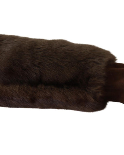 Dolce & Gabbana Brown Elbow Length Finger Less Fur Gloves