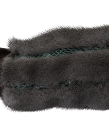 Dolce & Gabbana Brown Mid Arm Length Leather Fur Gloves