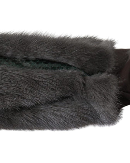 Dolce & Gabbana Brown Mid Arm Length Leather Fur Gloves