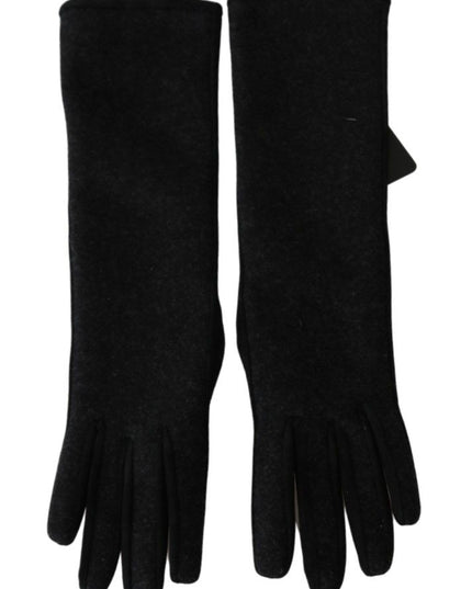 Dolce & Gabbana Black Gray Mid Arm Length Mittens Wool  Gloves