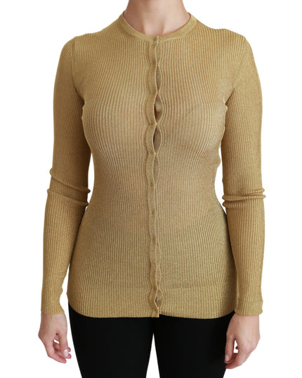 Dolce & Gabbana Gold Long Sleeve Cardigan Viscose Sweater