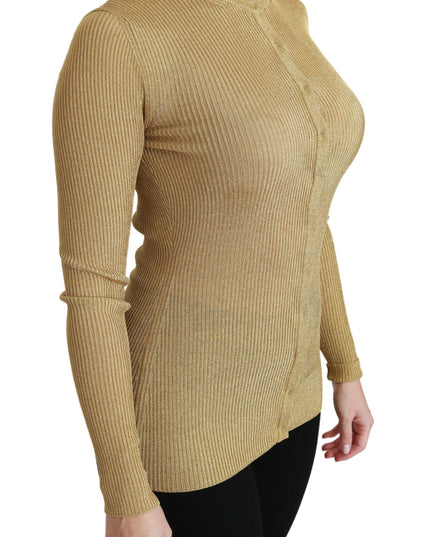 Dolce & Gabbana Gold Long Sleeve Cardigan Viscose Sweater