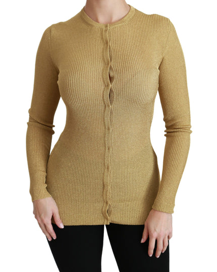 Dolce & Gabbana Gold Long Sleeve Cardigan Viscose Sweater