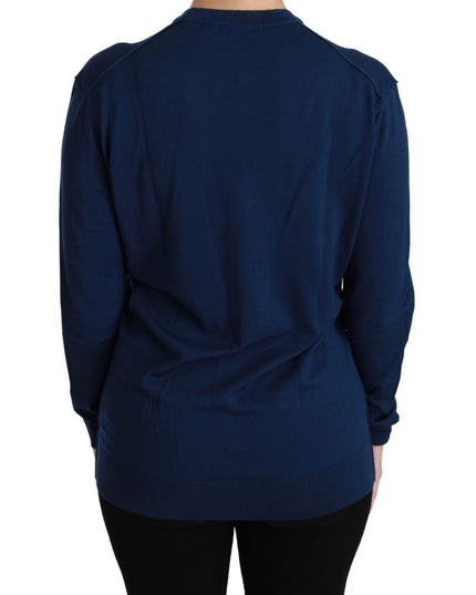 Dolce & Gabbana Blue Button Cardigan Virgin Wool Sweater