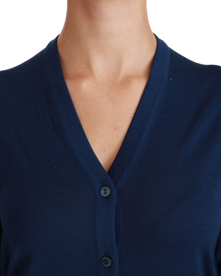 Dolce & Gabbana Blue Button Cardigan Virgin Wool Sweater