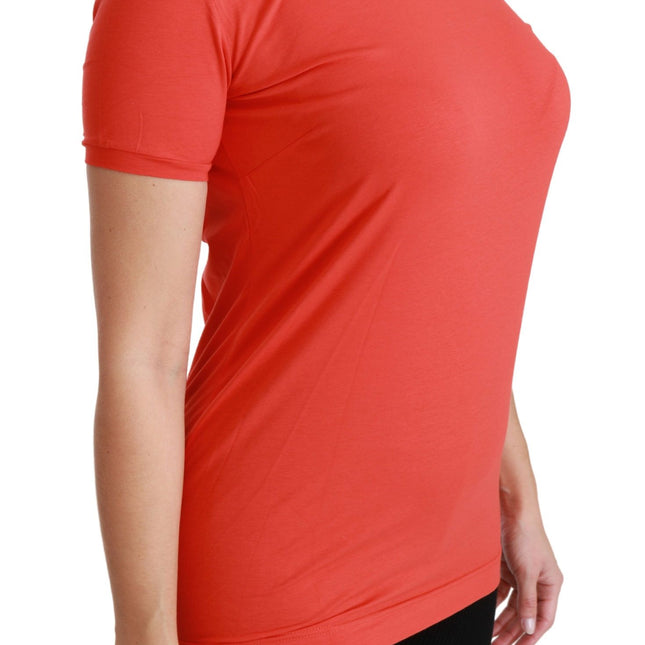 Dolce & Gabbana Red Crewneck Short Sleeve T-shirt Cotton Top