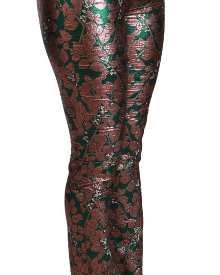 Dolce & Gabbana Green Bronze Leaf Tights Skinny Pants