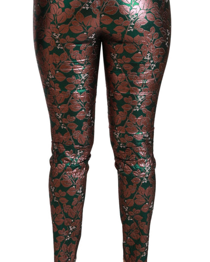 Dolce & Gabbana Green Bronze Leaf Tights Skinny Pants