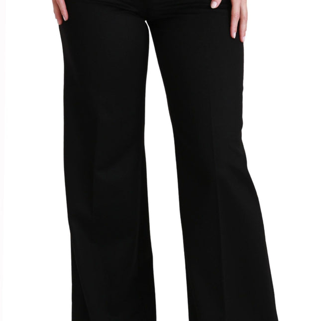 Dolce & Gabbana Black Wide Leg Flared Trouser Cashmere Pants