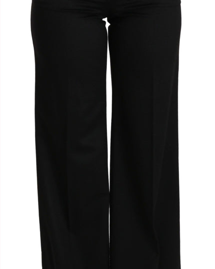 Dolce & Gabbana Black Wide Leg Flared Trouser Cashmere Pants