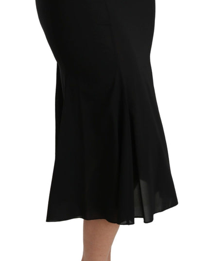Dolce & Gabbana Black High Waist Mermaid Midi Silk Skirt