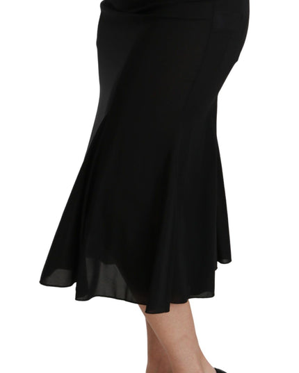 Dolce & Gabbana Black High Waist Mermaid Midi Silk Skirt