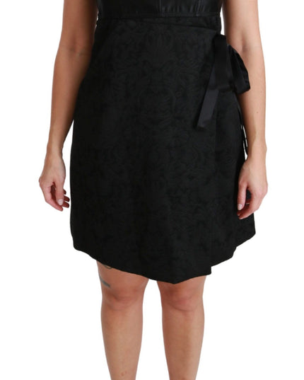 Dolce & Gabbana Black Stretch Satin Jacquard Mini Dress