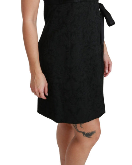 Dolce & Gabbana Black Stretch Satin Jacquard Mini Dress