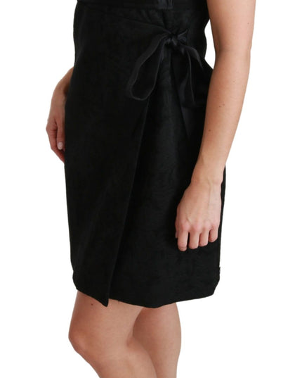 Dolce & Gabbana Black Stretch Satin Jacquard Mini Dress
