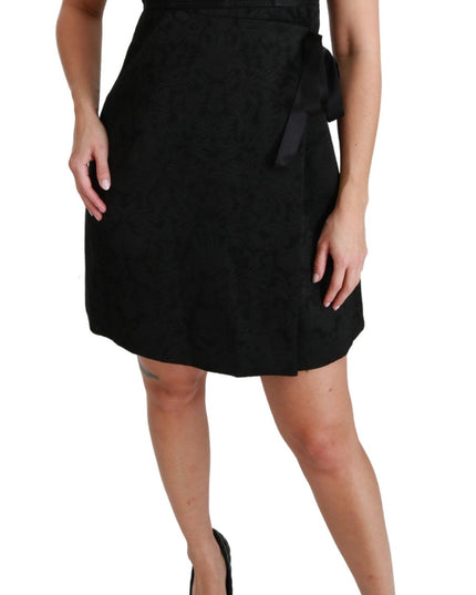 Dolce & Gabbana Black Stretch Satin Jacquard Mini Dress