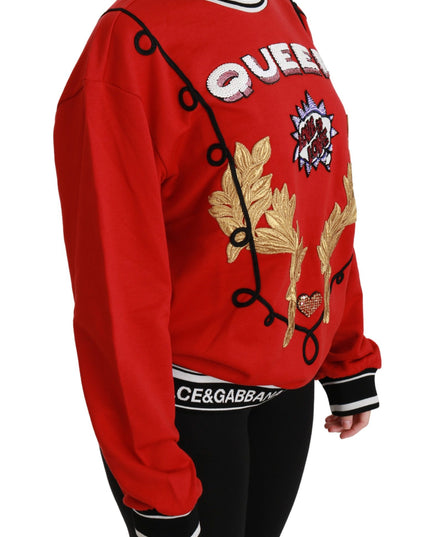 Dolce & Gabbana Red Queen Sequined Love Pullover Sweater