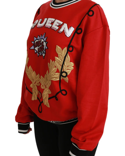 Dolce & Gabbana Red Queen Sequined Love Pullover Sweater