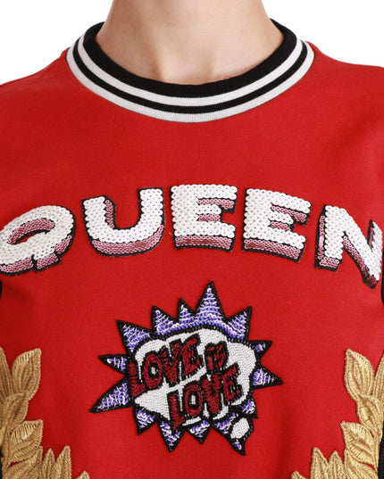 Dolce & Gabbana Red Queen Sequined Love Pullover Sweater