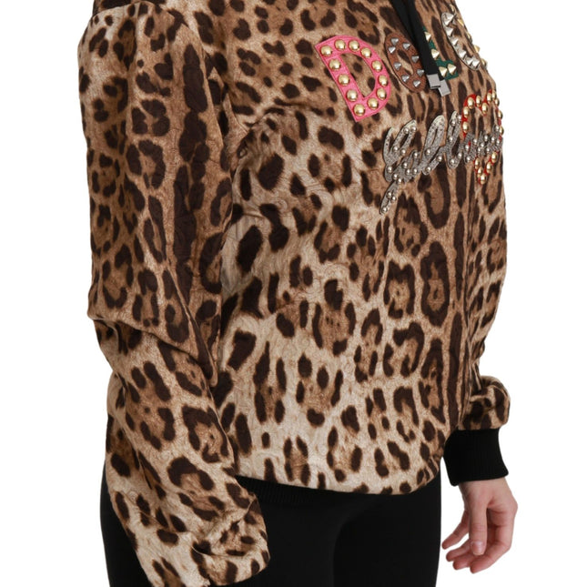 Dolce & Gabbana Brown Hooded Studded Ayers Leopard Sweater