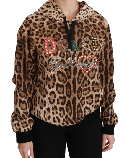 Dolce & Gabbana Brown Hooded Studded Ayers Leopard Sweater
