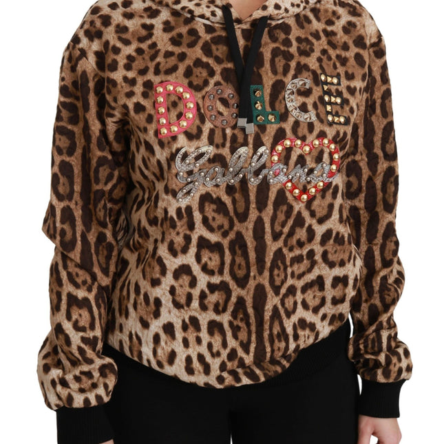 Dolce & Gabbana Brown Hooded Studded Ayers Leopard Sweater