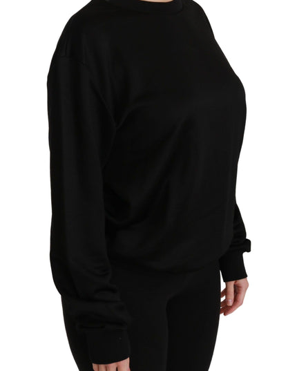 Dolce & Gabbana Black Cotton Crewneck Pullover Sweater