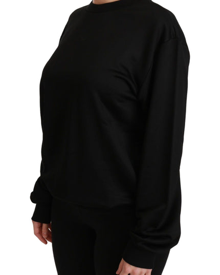 Dolce & Gabbana Black Cotton Crewneck Pullover Sweater