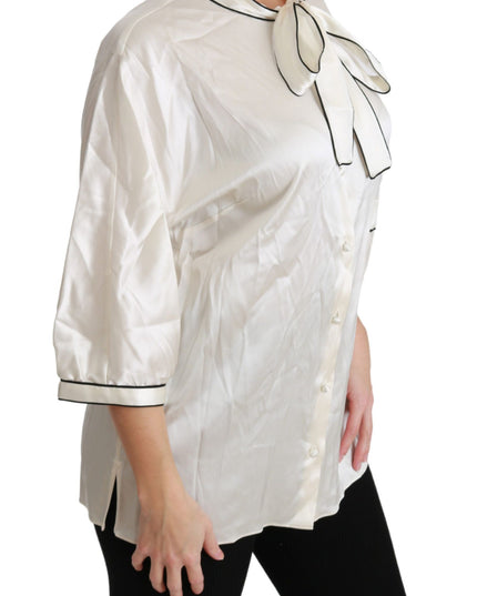 Dolce & Gabbana Beige 3/4 Sleeve Shirt Blouse Silk Top
