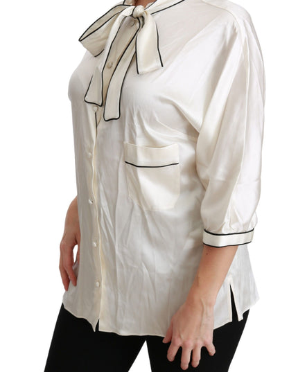 Dolce & Gabbana Beige 3/4 Sleeve Shirt Blouse Silk Top