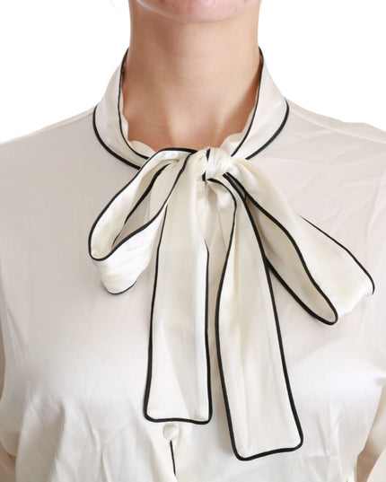 Dolce & Gabbana Beige 3/4 Sleeve Shirt Blouse Silk Top