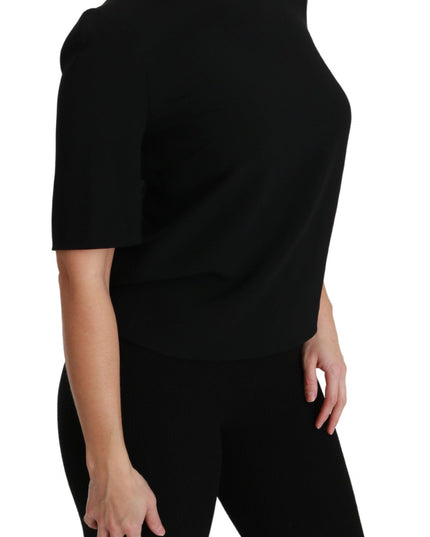 Dolce & Gabbana Black Short Sleeve Casual Top Stretch Blouse