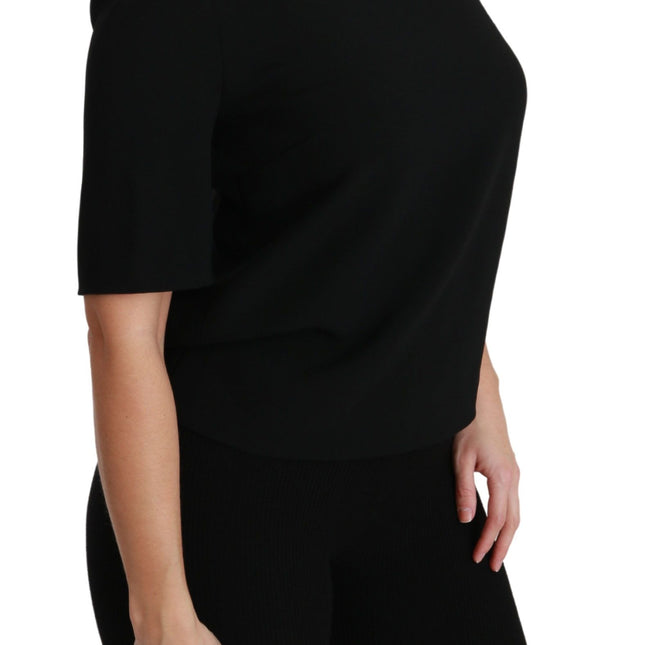 Dolce & Gabbana Black Short Sleeve Casual Top Stretch Blouse