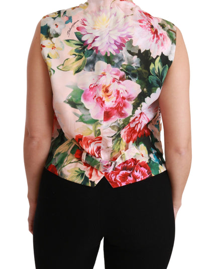 Dolce & Gabbana Multicolor Floral Sleeveless Waistcoat Top Vest